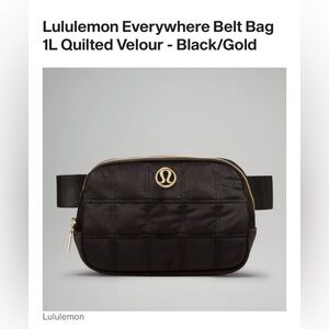 New - Lululemon Everywhere Belt Bag
1L Quilted Velour - Black/Gold